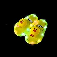 Kids Slide Led Light Up Sandals, Girls Cute Cartoon Animal Beach Pool Slippers Non-Slip Children Shower Pool Toddlers Beach Water Shoes Little Kids (Color : Yellow, Size : 11.5-12 Little Kid)