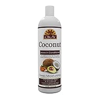 OKAY Coconut Deep Moisturizing Leave In Conditioner Helps Replenish Moisture And Elasticity For Healthy Strong Hair Sulfate,Silicone,Paraben Free For All Hair Types and Textures Made in USA 33oz