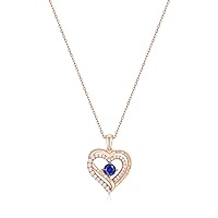 Forever Love Heart Pendant Necklaces for Women 925 Sterling Silver with Birthstone Swarovski Crystal, Birthday,Anniversary,Party,Jewelry Gift for Mom Women Girls(Sep.-Rose Gold)