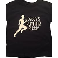 Daddy baby onesie ®- Daddy's running buddy - running infant shirt - future runner -jogging baby clothes - jogger baby clothing (6-9 months, white)