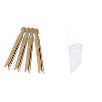 Honey-Can-Do Round Wooden Clothespins, 100 Pack & DRY-01313 Clothespin Bag, 11 x 10 Inch, White