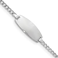 Jewels By Lux Engravable Personalized Custom 14K White Gold Solid Oval Curb ID Bracelet For Men or Women Length 7 inches Width 8.5 mm With Lobster Claw Clasp