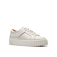 Clarks Women's Mayhill Walk Sneakers, Off White Leather, 7.5 Wide US