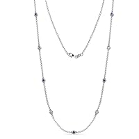 Iolite & Natural Diamond by Yard 9 Station Necklace (SI2-I1, G-H) 0.40 ctw 14K White Gold
