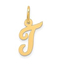 8mm 10k Gold Small Script Letter Name Personalized Monogram Initial Charm Pendant Necklace Jewelry for Women