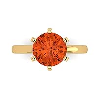 Clara Pucci 3 ct Round Cut Solitaire Red Simulated Diamond Excellent Engagement Wedding Bridal Promise Anniversary Ring 18K Yellow Gold