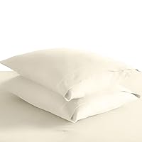 400 Thread Count Cotton-Envelope-Pillow-Cover Queen-Size 2 Pack Ivory, 100% Long Staple Cotton Soft Sateen Weave Pillow-Covers-with-8inch-Flap