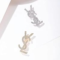 Crystal Brooch, Letter Brooch Design Sense SL New Tide high-Grade Female Exquisite Corsage pin Coat Sweater Accessories(Silver)