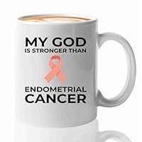 Endometrial Cancer Survivor Coffee Mug 11oz White -Than Endometrial Cancer - Endometrial Cancer Awareness Peach Ribbon For Cancer Uterine Cancer Survivor