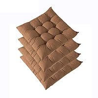 Set of 4 Indoor/Outdoor Chair Cushion, Cotton Chair Pads Square, Cushions for Wicker Chair Seat, for Rocking, Dining, Patio, Camping, Kitchen Chairs (40X40cm),Light Coffee