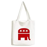 America Elephant Emblem Republican Party Red Tote Canvas Bag Shopping Satchel Casual Handbag