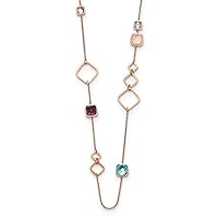 Chisel Stainless Steel Polished Rose Ip Plated Multicolor Crystal a Cable Chain With 2.75 Inch Extension Necklace 21.5 Inch Jewelry for Women