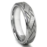 Tungsten Diagonal Groove Wedding Band Ring