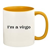 I'm A Virgo - 11oz Ceramic Colored Handle and Inside Coffee Mug Cup, Golden Yellow