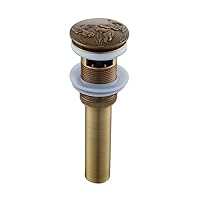 Vanity Vessel Sink Drain Plug Bounce Drain Bathtub Water Sealing Plug Antique Carved Copper Push-Type Bounce Core Sink Drainers for Kitchen Sink Bathroom Stopper Strainer Mesh Garbage Disposal Hair