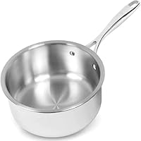 2QT Saucepan - Non Stick Stainless Steel Saucepan with Lid, Heat Resistant Handle, Induction Compatible & Oven Safe, Easy to Clean, Made in Italy