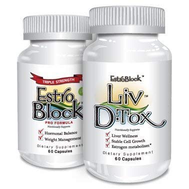 Estroblock PRO Triple Strength & Liv-D'Tox - 2 Item Natural Acne Supplement Bundle - 120 Capsules Total - 60 Capsules Each Bottle
