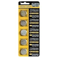 Pack of 5 CR2032 Lithium Button Cell 3-volt Batteries