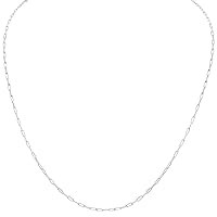 Silver Rhodium 1.8MM Dainty Diamond Cut Paperclip Necklace With Lobster Clasp - Multiple Length Options