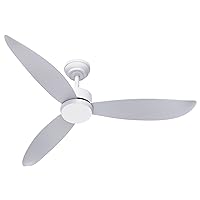 Ceiling Fans with Lights,52'' Ceiling Fan with Remote Control, 6 Speeds Indoor Outdoor Ceiling Fans with 22W 3CCT Dimmable LED Light, Noiseless DC Motor & 3 Reversible Blades White