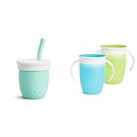 Munchkin® C’est Silicone! Straw Training Cup and Miracle® 360 Trainer Sippy Cup Bundle for Babies and Toddlers, 4 Ounce and 7 Ounce 2 Pack