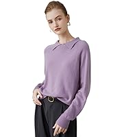 Women's Polo-Neck Sweater 100% Pure Cashmere Classic Long Sleeve Pullover