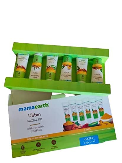 mam-earth face wash mama-earth facial kit / set Mama-earth Ubtan Facial Kit with Turmeric & Saffron for Glowing Skin - 60 g