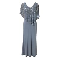 J Kara Women's Geometric Sequin Capelet Long Beaded Dress