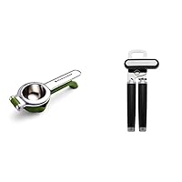 Citrus Juice Press Squeezer for Lemons and Limes with Seed Catcher and Pour Spout & Classic Multifunction Can Opener / Bottle Opener, 8.34-Inch, Black