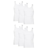 Hanes Men's Cotton Tank Undershirts Pack, Moisture-Wicking Ribbed Tanks, lightweight, White 6-pack, Medium