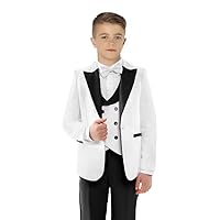 Jacquard Boys Formal Suit 3 Piece, Slim Fit Suits for Boys Wedding Dress Clothes Ring Bearer Outfit
