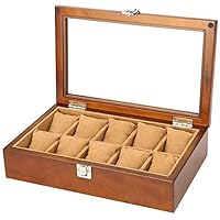 Jewelry Box Organizer for Women Girls Premium Watch Display Box Faux Leather 10 Slot Box Case with Removable Pillow Velvet Lining Watch Box for Rings Earrings Necklaces Gifts
