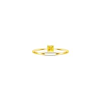 14K Yellow Gold Plated 0.50 Ctw Princess Cut Lab Created Yellow Sapphire Anniversary Wedding Solitaire Womens & Girls Ring