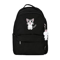 Chi's Sweet Home Anime Backpack with Rabbit Pendant Women Rucksack Casual Daypack Bag Black