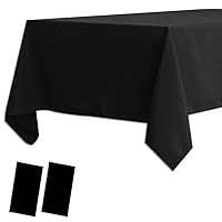 2 Pack Plastic Tablecloths Disposable Plastic Table Covers Table Cloths for BBQ Picnic Birthday Wedding Parties Waterproof TableCloth Oil-proof Table Cloth Light Weight Black Table Cover 54 x 108 Inch