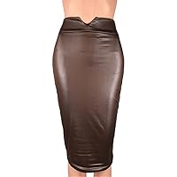 Black PU Leather Skirt Women Midi Sexy High Waist Bodycon Split Skirt Office Knee Length Pencil Skirt