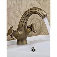 Aqua Faucet Brass Dual Handles Centerset Bathroom Sink Faucet/Brown