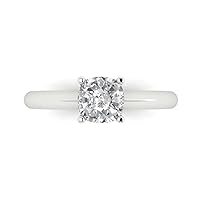 Clara Pucci 1.0 ct Cushion Cut Solitaire Genuine Moissanite Engagement Wedding Bridal Promise Anniversary Ring in 14k White Gold