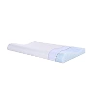 SUQ I OME Slim Sleeper-Gel Thin Memory Foam Pillow for Sleeping,Contour Thin & Low Cervical Profile,for Neck Pain, Stomacher, Back and Side Sleeper (23.6x13.7x2.4/1.9 inch Gel, White Soft)