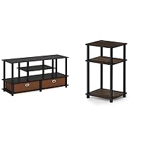 Jaya TV Stand for up to 50-Inch TV & Just 3-Tier Turn-N-Tube End Table/Side Table/Night Stand/Bedside Table with Plastic Poles, 1-Pack, Columbia Walnut/Black
