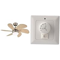 Westinghouse Lighting 76 cm Turbo Swirl 78158 Ceiling Fan with Single Light and Six Blades, 7815840, Titanium & 78801 Wall Switch for Ceiling Fans with Lighting