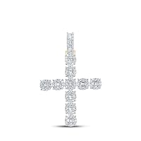 Saris and Things Men's Solid 14kt Yellow Gold Baguette Diamond Cross Charm Pendant 1-7/8 Cttw