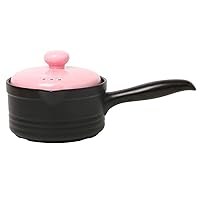 mdlian Japanese Style Casserole Ceramic Milk Pan Baby Pot Porridge Stew Baby Food Pot Stockpot 1.3L with Handle with Pot Cover