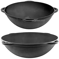 Kazan Uzbek 8 L Cast Iron Pot Plov Making Cookware Insulated Double Handle Pan Wide Mouth Dish Heavy Duty Oven with Lid