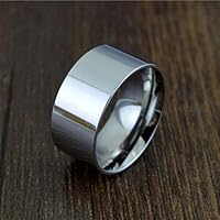 (Silver) Men Women 10mm Wide Band Stainless Steel Ring Big Cool Band High Polished Flat (5)