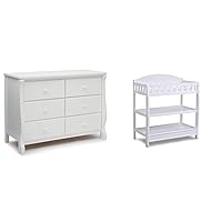 Universal 6 Drawer Dresser with Interlocking Drawers - Greenguard Gold Certified, White & Infant Changing Table with Pad, White