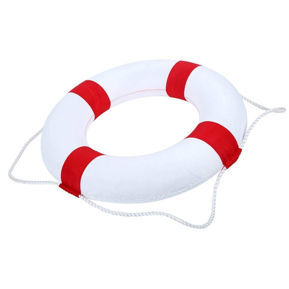 Life Preserver Ring, 52cm/20inch Solid Foam Life Buoy with Perimeter Rope Surround, Swim Foam Ring for Adults Big Kids