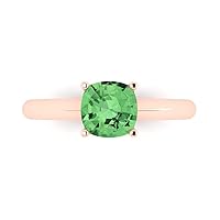 Clara Pucci 1.45ct Cushion Cut Solitaire Turquoise Green Simulated Diamond 4-Prong Classic Statement Ring Real 14k Rose Gold for Women