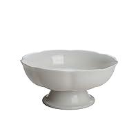 Handmade White Porcelain Tall Feet Fruit Container,Fruit Bowl/Fruit Basket/Dessert Plate/Fruit Holder，For Kitchen Counter,Living Room