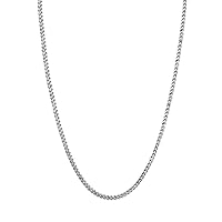 Savlano 925 Sterling Silver Rhodium Plated Solid 2MM Franco Square Box Chain Necklace for Women & Men-Made In Italy Comes with a Gift Box